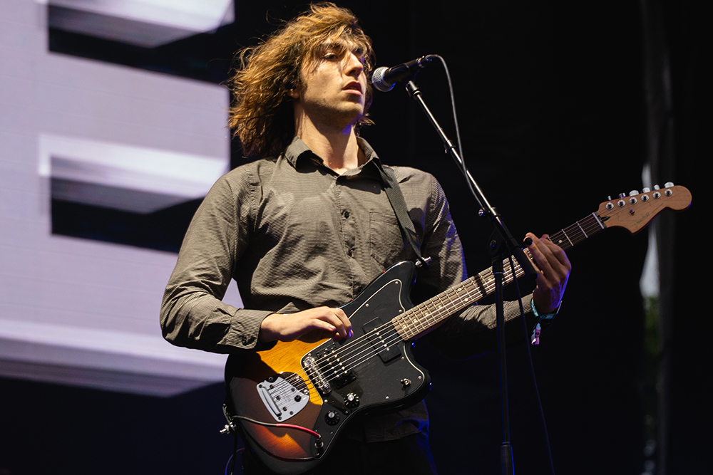 GEESE performs during a gloomy skyed second day of Lollapalooza. Images by James Hoeck.